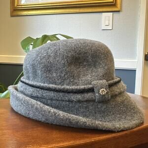 Fancet Fan Womens Bucket Hat Gray Polyester Wool Blend Felt Medium